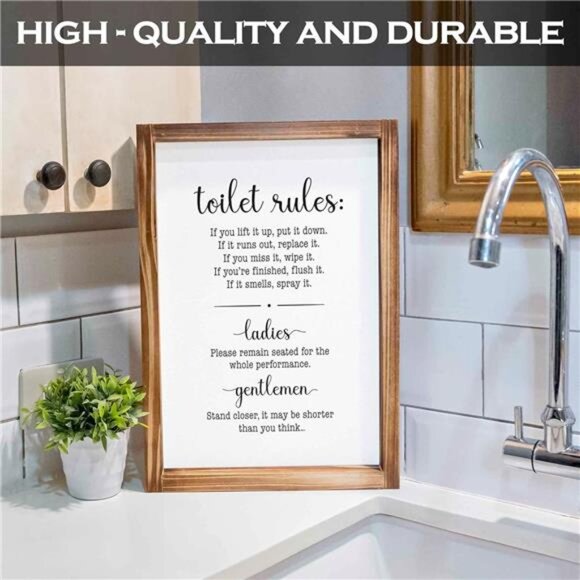 Toilet Rules Bathroom Sign 11x16 Inch, Bathroom Rules Sign, Toilet Rules Sign - Picture 6 of 7
